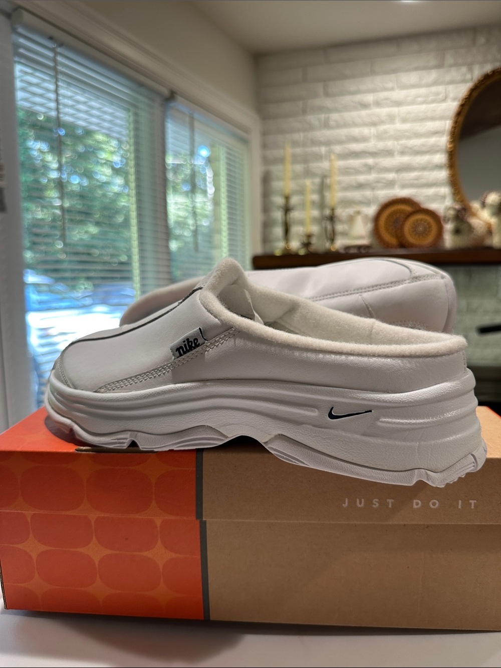 Vintage Nike White Woman’s ‘afterparty’ Slip-On Platform Mule Clog